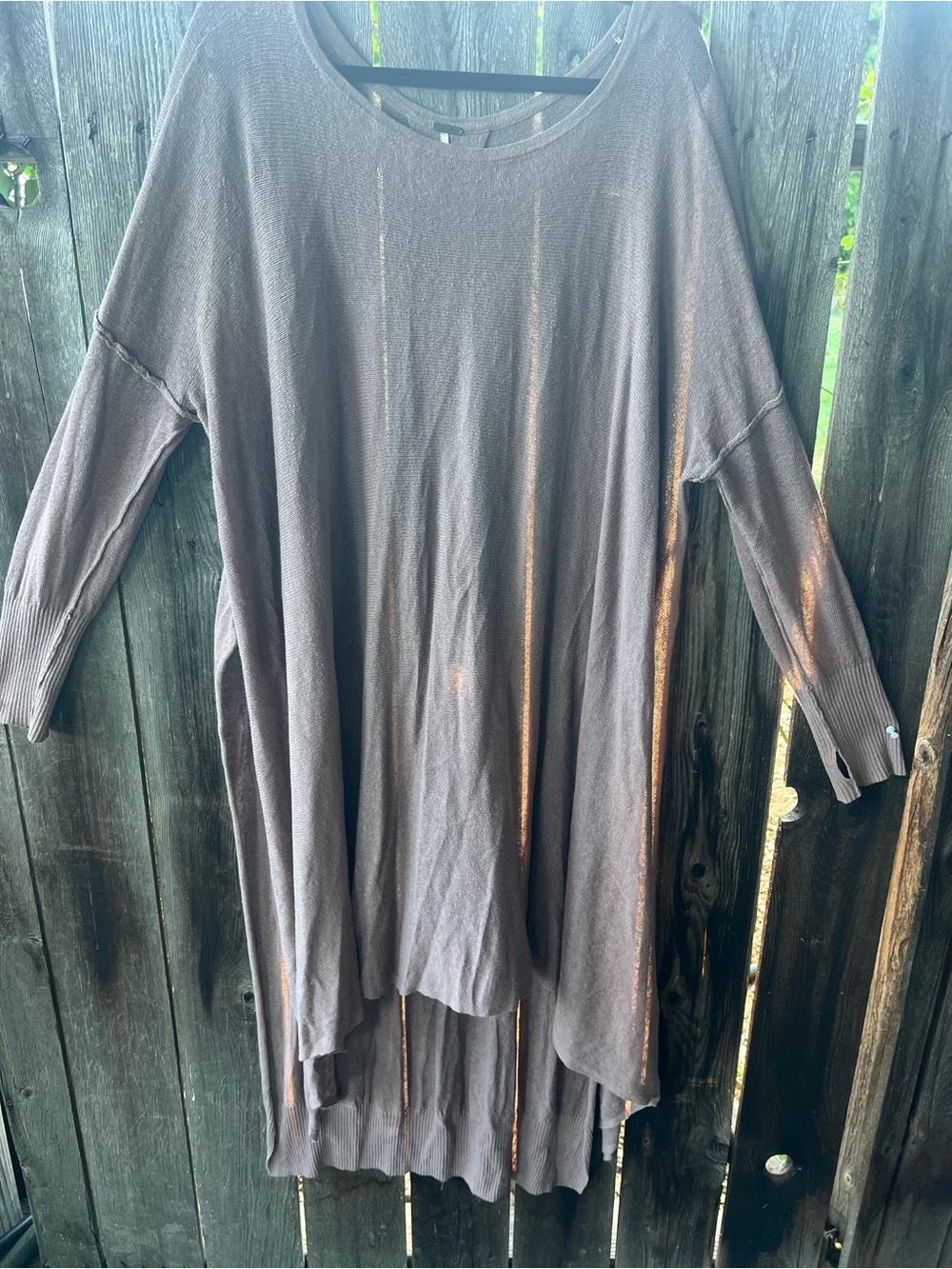 Free People Oversized Long Sleeve Tunic Top - Charcoal Gray